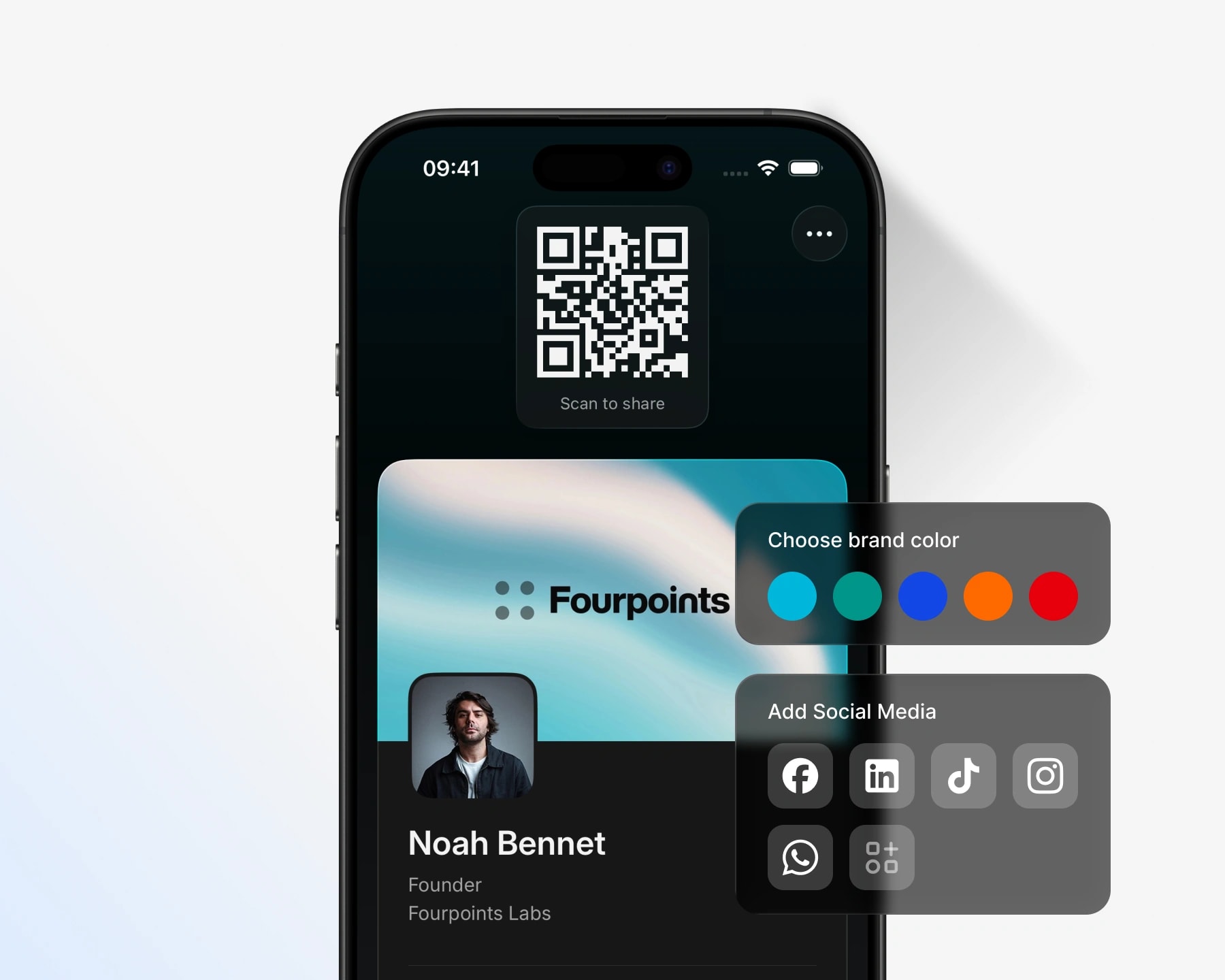 Tapify digital business card with branding and link options