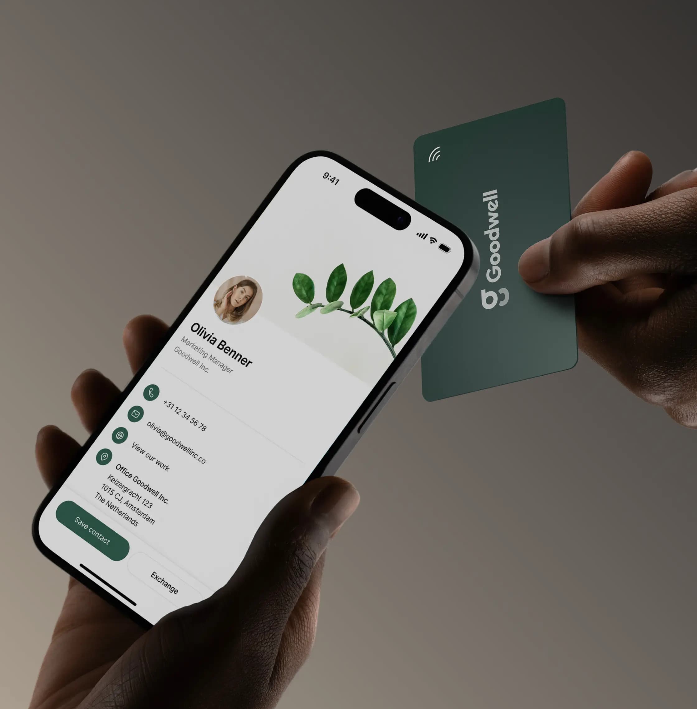 Tapify digital business card on iPhone